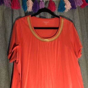 Shirt with gold neckline detail